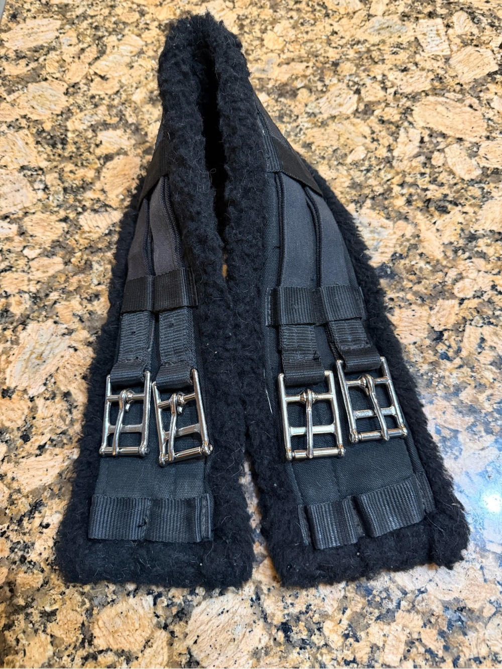 Black Fleece-Lined / black nylon English Girth see measurements 24 -26 inch